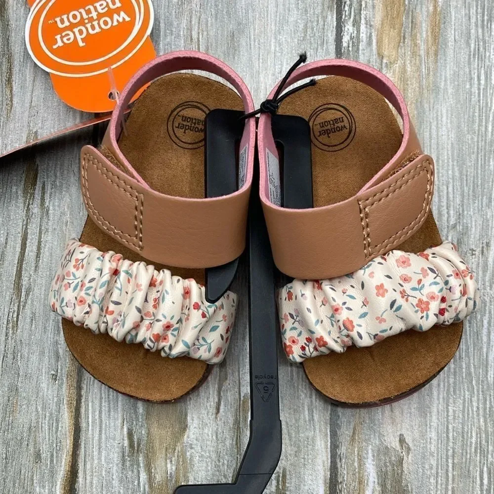 Baby Girl Summer Footbed & Crossover Comfy Sandals Shoes 2-Pack Size 2